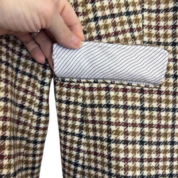 Brooks Brothers Red Fleece Wool Blazer Jacket Size 12 Houndstooth Gold Buttons - Picture 12 of 12